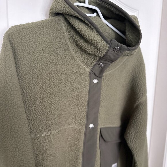 Northface Long Cragmont Polar Fleece Coat Jacket Green Size Medium Volcom - Picture 8 of 10